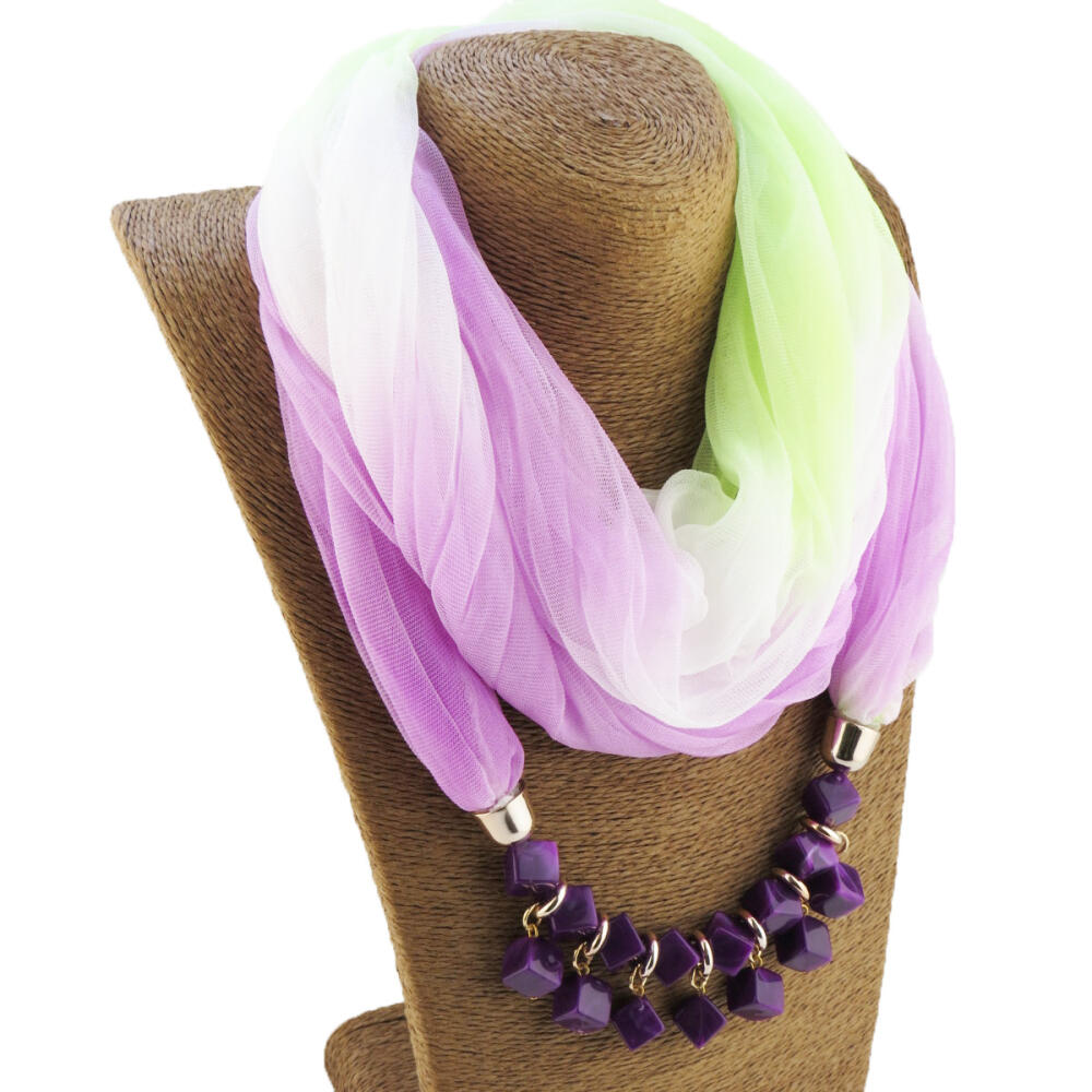 Summer Sunscreen Scarf Gradient Silk Scarf Scarf Resin Necklace Pendant Women's Jewelry Scarf