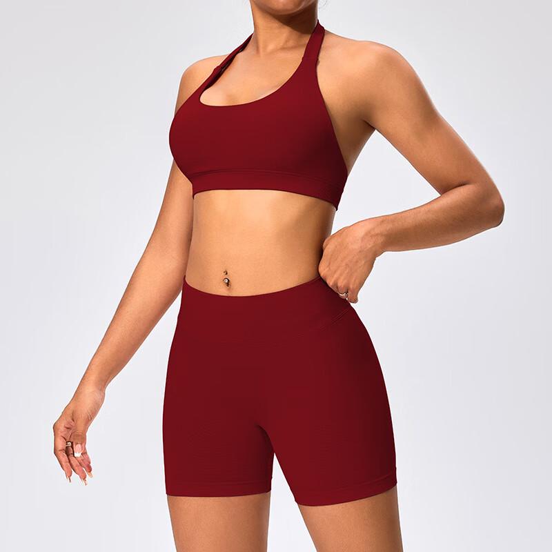 Ayoub Seamless Yoga Set: Peach-Contouring Leggings & Thin Strap Sports Bra XS