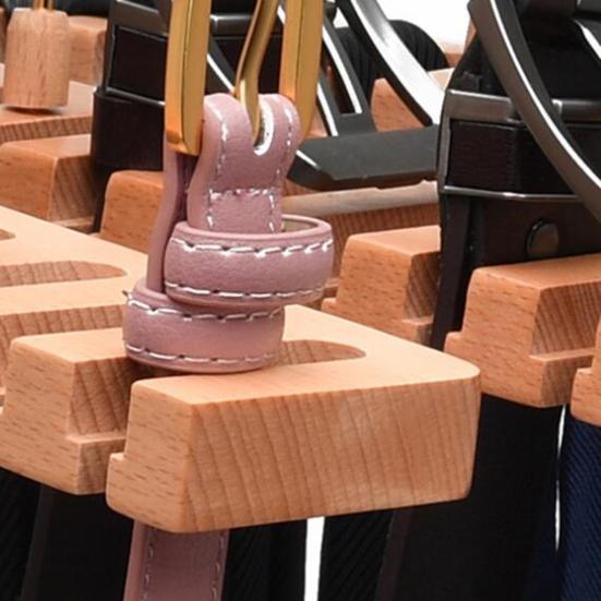 Wooden Belt Hanger 2-in-1 Design 14 Slots Space-Saving Eco-friendly Multifunctional Belt Organizer for Closet