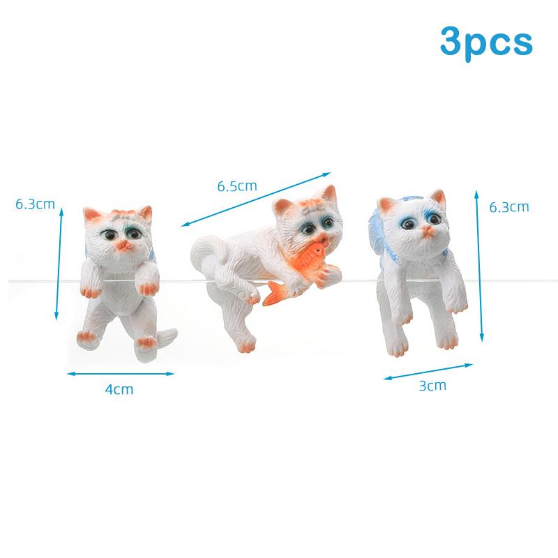 

3Pcs Creative Aquarium Decoration Kawaii Cat Climb Into Aquarium Accessories Fish Tank Accessories Fishbowl Decor
