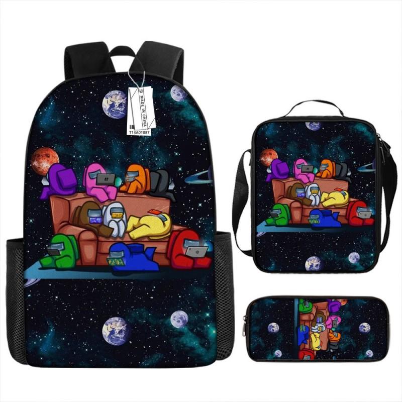 Among Us Themed School Backpack Set Kids - 3PCS Shoulder Bag Pencil Case Oxford Fabric Breathable Waterproof