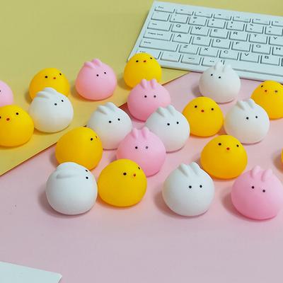 Cute Squeaky Chicken & Rabbit Squeeze Toys, Stress Relief Funny Sound Bath Toys For Kids