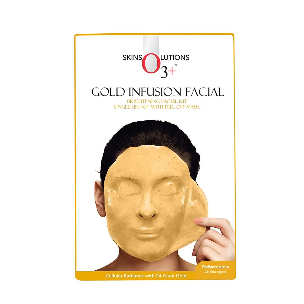 O3+ Gold Infusion Facial Brightening Kit with Peel Off Mask 45 gm Pack of 2 for Radiance Glow