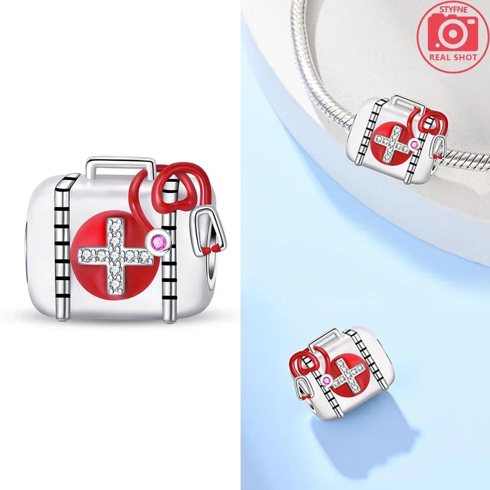 Copper Dental Medical Series Emergency Kit Nurse Hat Stethoscope Charms Pendants Fit Original Bracelets Diy Jewelry