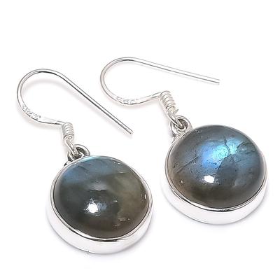 Natural Labradorite Gemstone 925 Solid Sterling Silver Gift Earring 1.25" W6r58