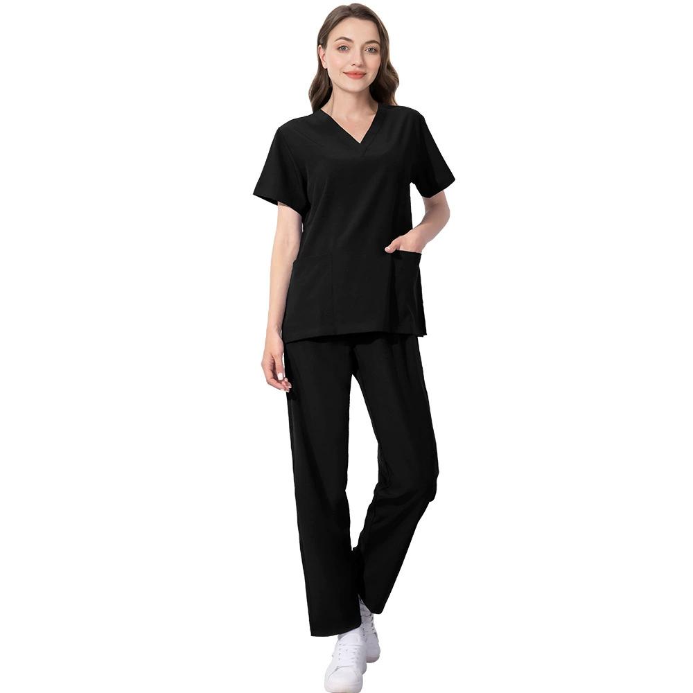 Stretch Quick-drying Surgical Gown Hospital Nurse's Suit Beauty Salon Work Clothes V-neck Split Hand-washing Gown