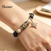 Holiday Gift for Women Christmas Bracelets Women, Beaded Charm Stretch Bracelet with Festive Snowman Jewelry Card, Stocking Stuffers, Party Accessory