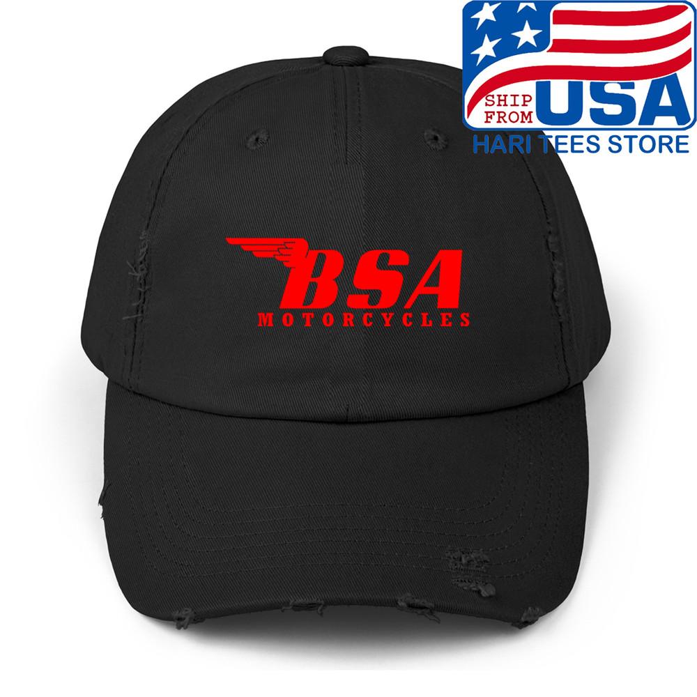 BSA Simple Motorcycles Adjustable Black Distressed Hat Unisex T-Shirt L