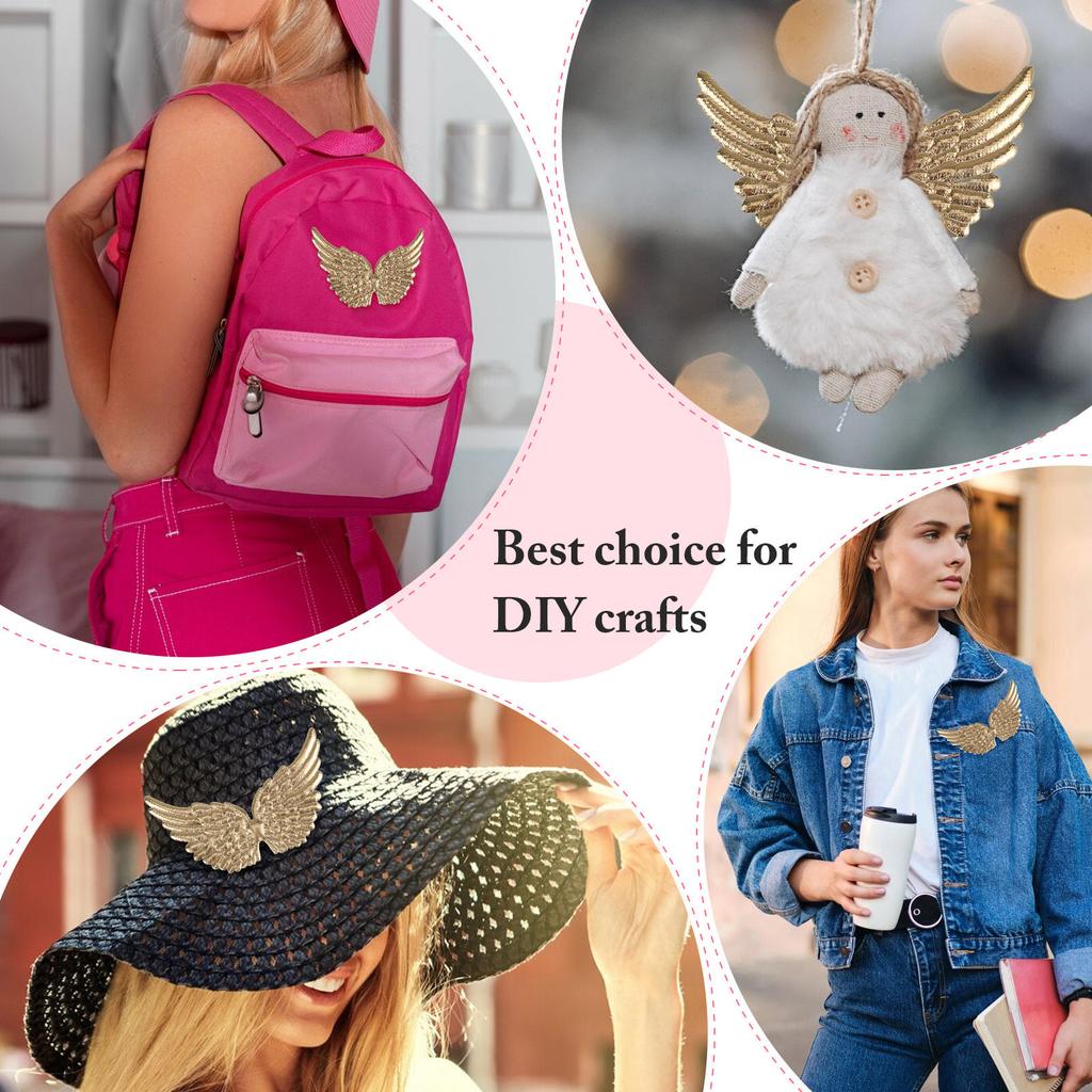 12 Stück Engelsflügel Dekorative DIY Mini-Flügel Aufnäher Rosa Stoffzubehör für Kleidung Jacken Taschen Bastelarbeiten Geschenk Dekoration
