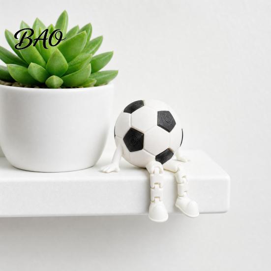 Flexible Pose Football Model 3D Printed Soccer Ball Buddy Figurine with Articulated Legs, Decorative Sports Collectible, World Tournament Cup Desktop