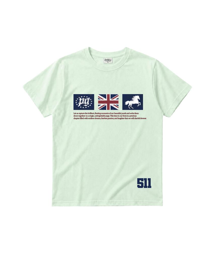 PAGESIISII Pg Star Print Standard Fit Short Sleeve T-Shirt Light Green