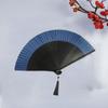 Decorative Fan Carved Handle Bamboo Folding Fan with Tassel Handhold Chinese Fan Vintage Dance Fan Photo Props