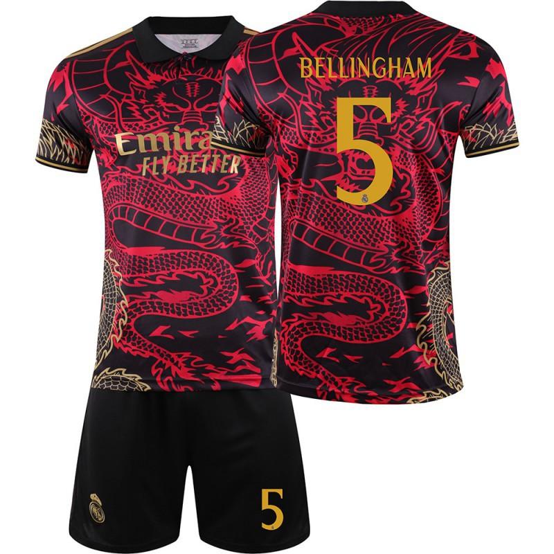 2425 Football Clothing Red Dragon Pattern Commemorative Edition No. 5 Bellingham 7C Ronaldo 9 Mbabpe Jersey Set