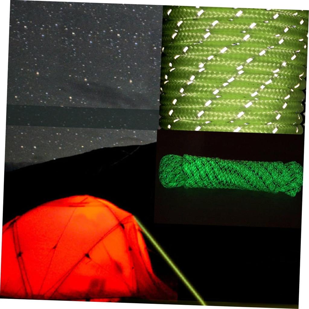 Yardwe Elastic Camping Tent Night Reflective Rope 10m Luminous Glow-in-The-Dark Cord Waterproof and Sturdy