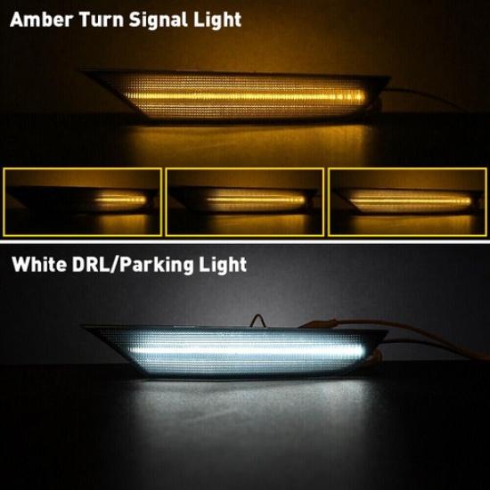 Smoked White/Red Front LED Side Marker Light For 2004-2006 Infiniti G35 Sedan X