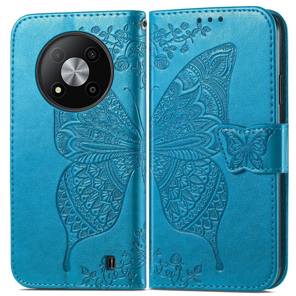 For ZTE Blade A73 5G Etui Sommerfuglmønster Telefon Lommebokdeksel med Håndleddsstropp