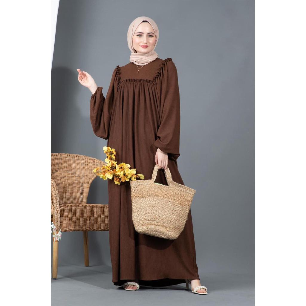 Ruffled Robe Wrap Dress-black