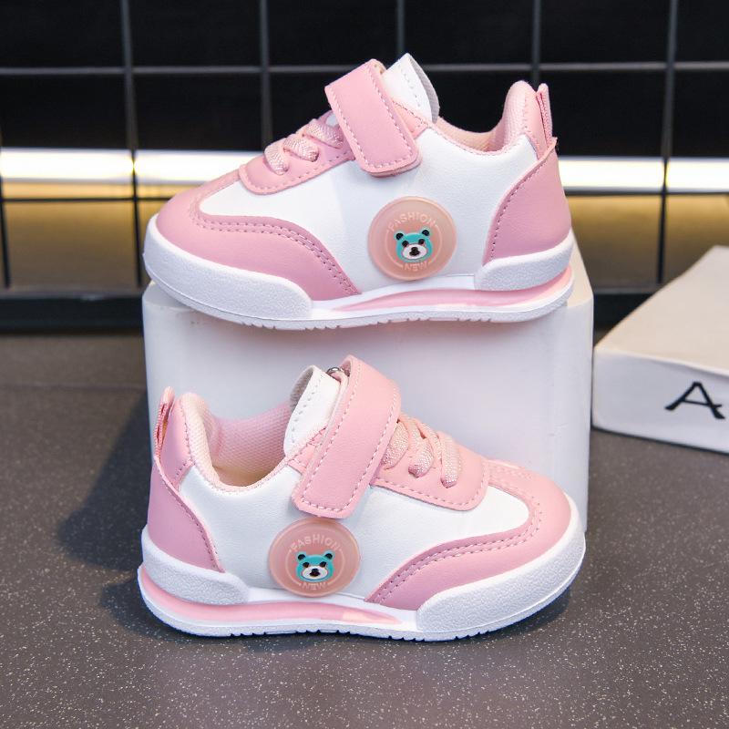 

2026 Kids Spring/Autumn Leather Sneakers - Outdoor Casual Running Shoes for Girls & Boys Size 18: 12.5cm рожевий