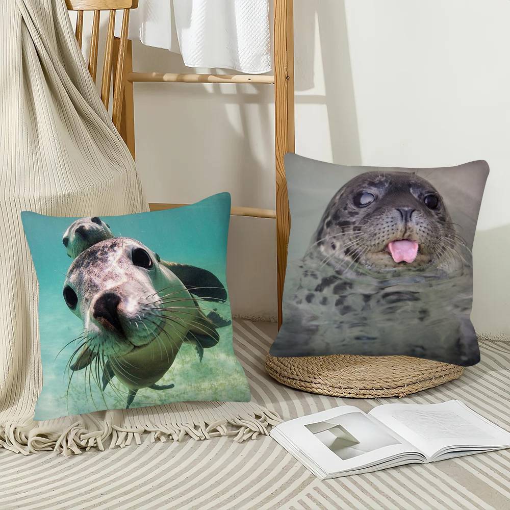 1Pc Seal Sea Cute Pillow Case Fashion Square Pillowcase Bedroom Sofa Room Ins Decoration Leisure