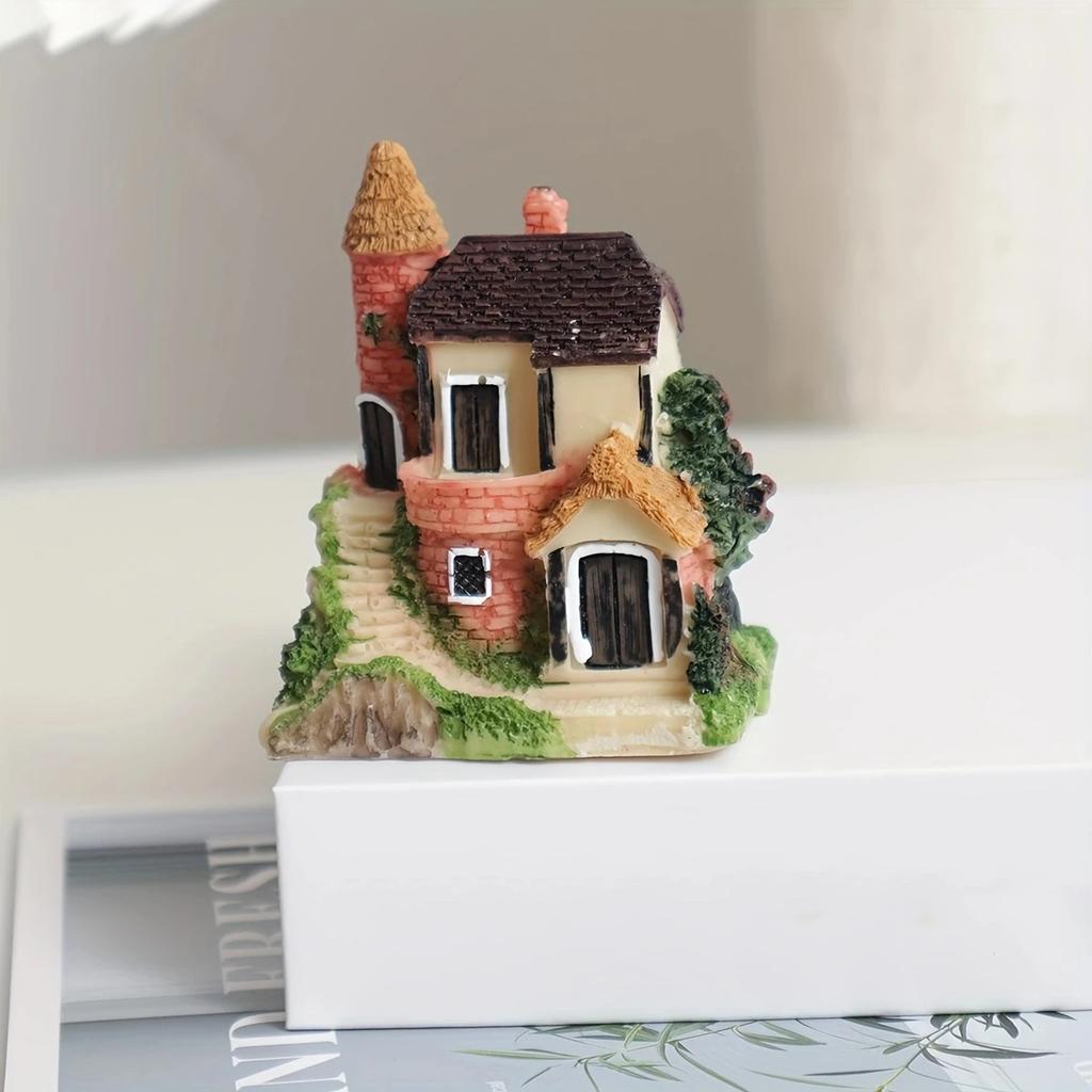 1pc-Resin House Miniatures Figurines Garden Decoration Fairy Garden Resin Craft House Micro Landscape Miniature House Ornaments