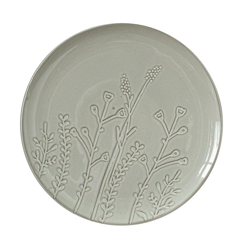 Large Plate Japanese Household Dish Retro Style Ceramic Pasta Plate Salad Plate Tableware Plate Steak Plate Light Luxury