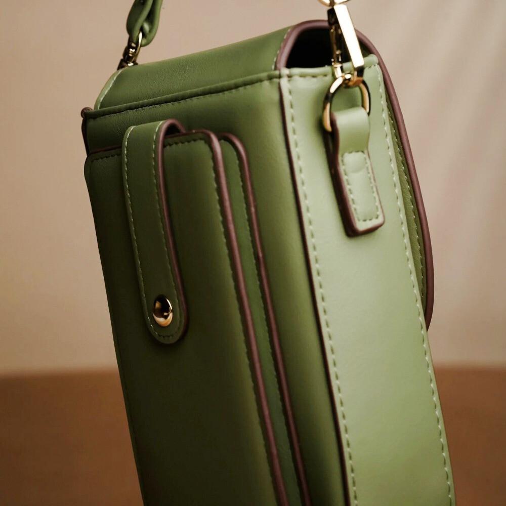 RSINC Small Crossbody Bags Semi Oval PU Leather Adjustable Shoulder Olive Green B0DVQ175YL