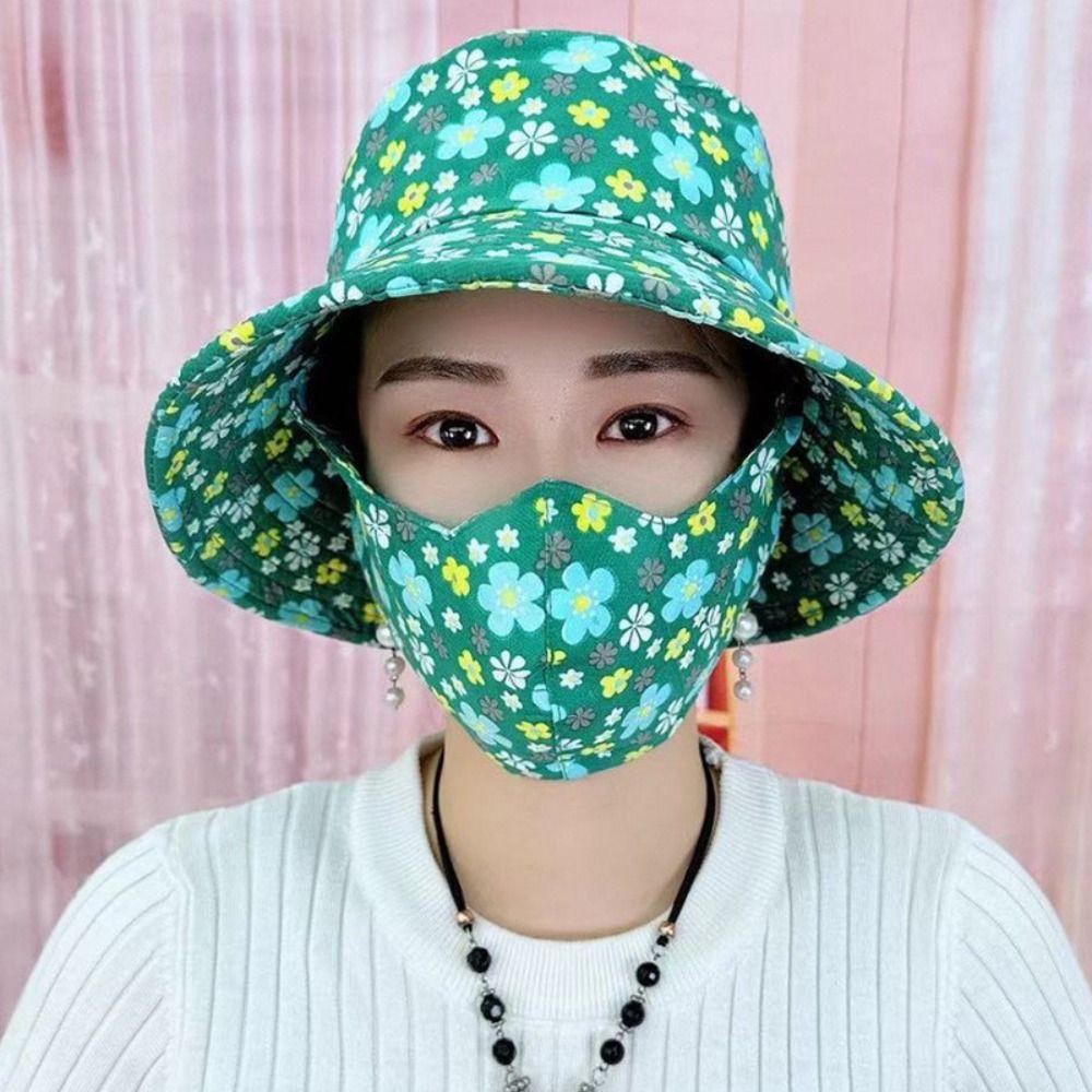 Sun Protection Sunscreen Mask Cover Face Cap Bucket Hat Casual Women Sun Hat  Outdoor