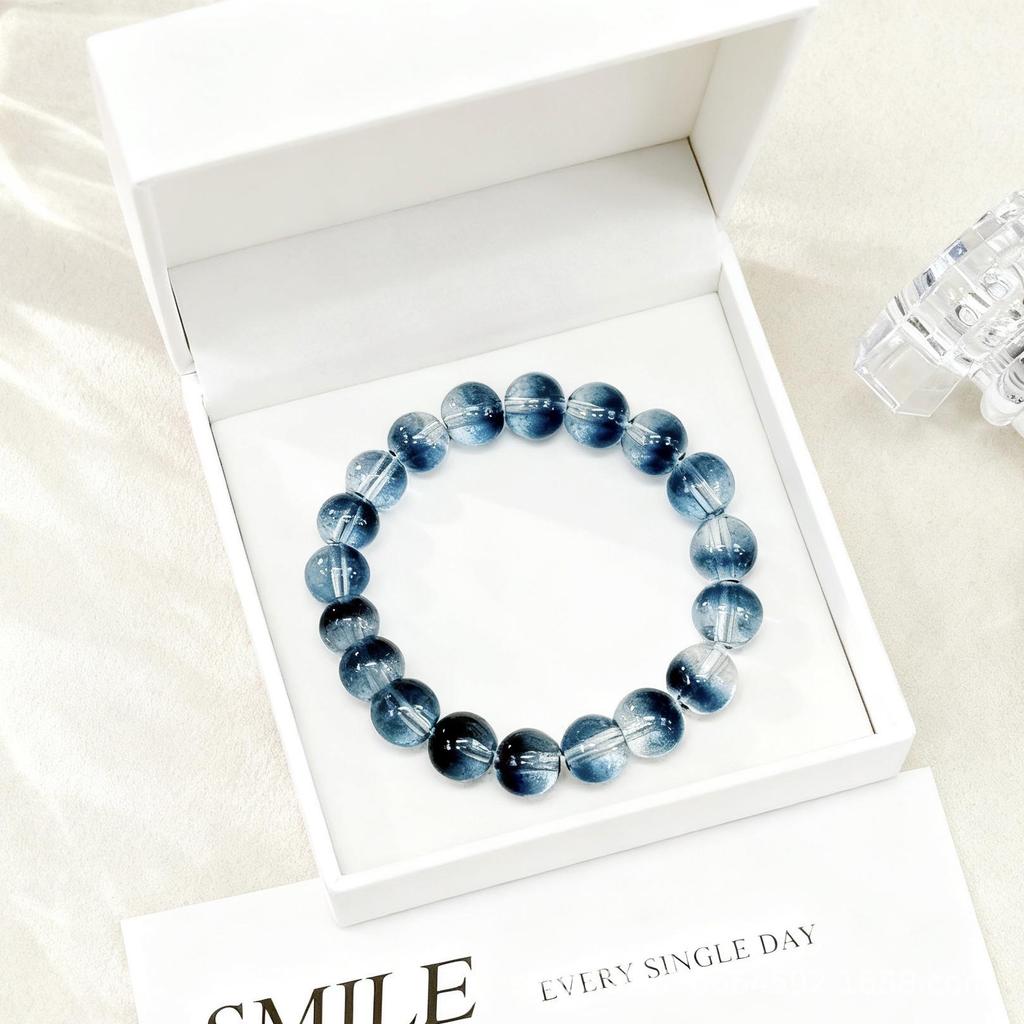 10mm Gradient Cat's Eye Crystal Lampwork Bracelet with Niche Design