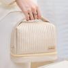 PU Makeup Brushes Pouch Dry Wet Separation Double-layer Toast Cake Shape Storage Bag Waterproof Large-capacity for Business Trip