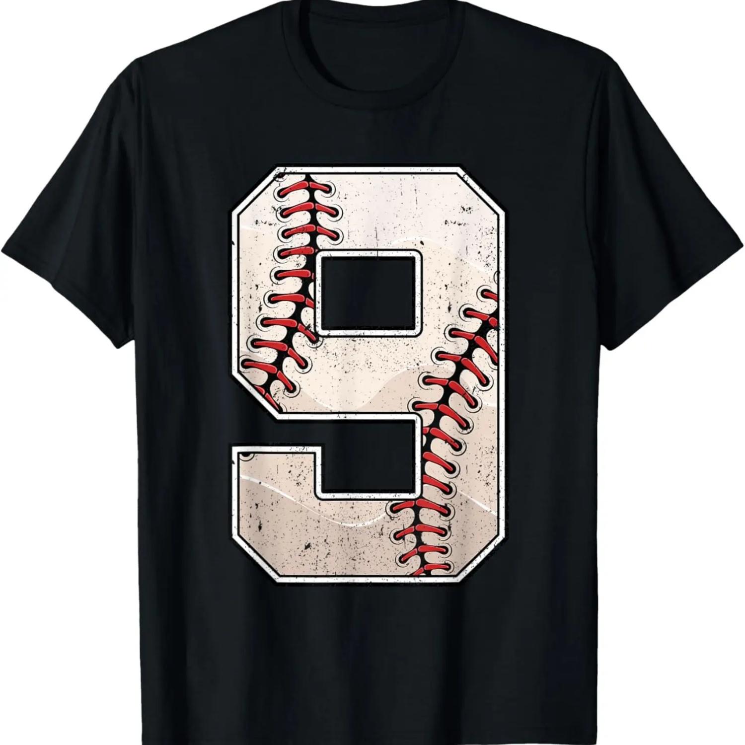 

Бейсбольная футболка на день рождения для мальчика девяти 9 лет, девятый 9-й день рождения XXXXXL