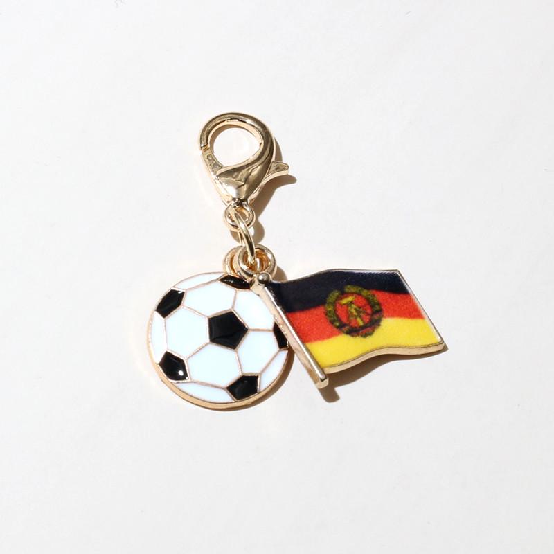 10Pcs DIY Enamel Football and Flag Charms Pendant with Lobter Clasp Craft Keychain Jewelry Making Accessories Findings