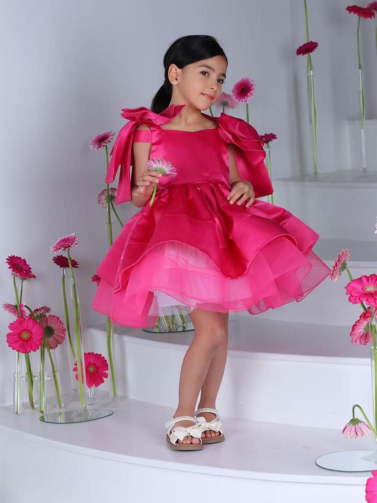 Robe de Princesse Satinée pour Filles – Jupe Plissée Papillon pour l'Été et la Remise des Diplômes