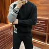 Koreanische Mode Herbstpullover Herren O-Ausschnitt Kontrastfarbe Patchwork Lässig Langarm Überzieher Locker Gestrickte Oberteile