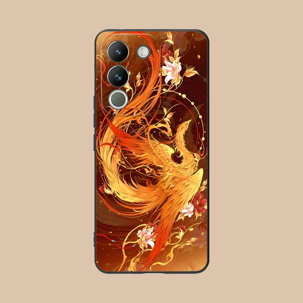 Luxury Phoenix Mobile Cell Phone Case for VIVO V60 V50 V40 V30 V29 V27 V25 V23 Pro Lite 5G Colorful Printing Cover Cover Luxury