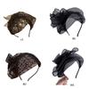 Fashion Ruffle Half Hat Headband for Adult Dinner Party Headhoop French Style White Hair Cover Hairband Party Accessory