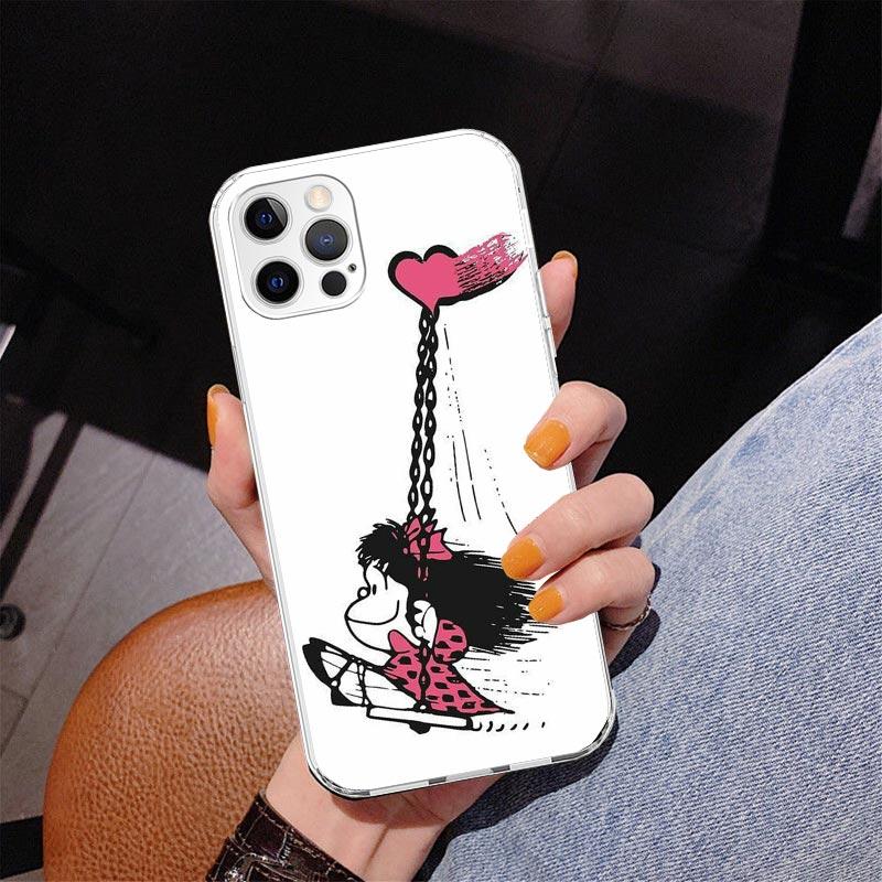 Cartoon Cute Mafalda Phone Case For iPhone 13 12 Mini 11 Pro Max XS XR X SE 7 8 Plus 5S 5 6S 6 Gift Print Cover Fundas