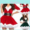 Festliches Weihnachtsmannkostüm für Damen und Mädchen mit weichem Samt und Kunstpelzbesatz