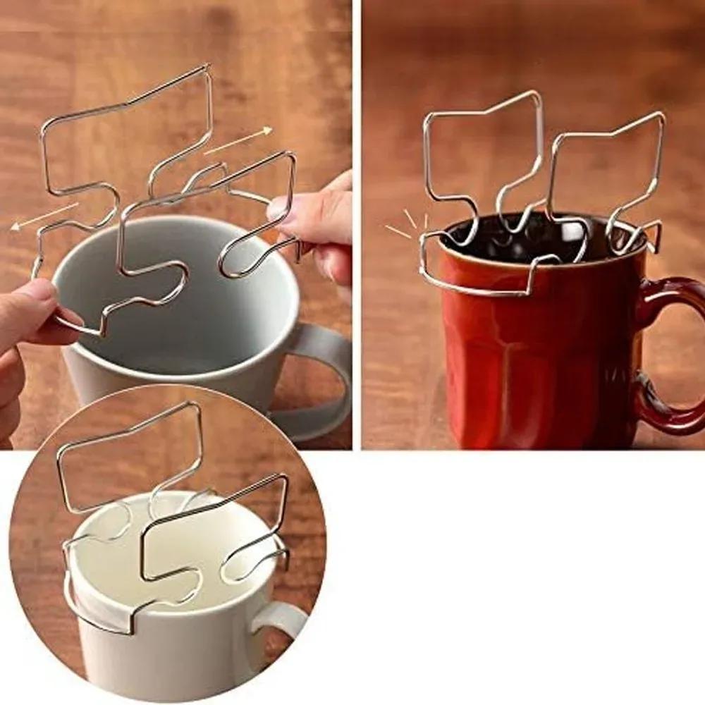 Coffee Filter Paper Bag Holder, Easy To Clean and Reusable Coffee Cup Filter Paper Holder, 304 Stainless Steel Coffee Bag Holder