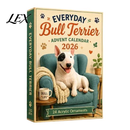 Advent Calendar for Boys Girls Everyday Bull Terrier 2026, 24 Day Christmas Countdown with Holiday Keepsake Collection Acrylic Ornaments, Decorative