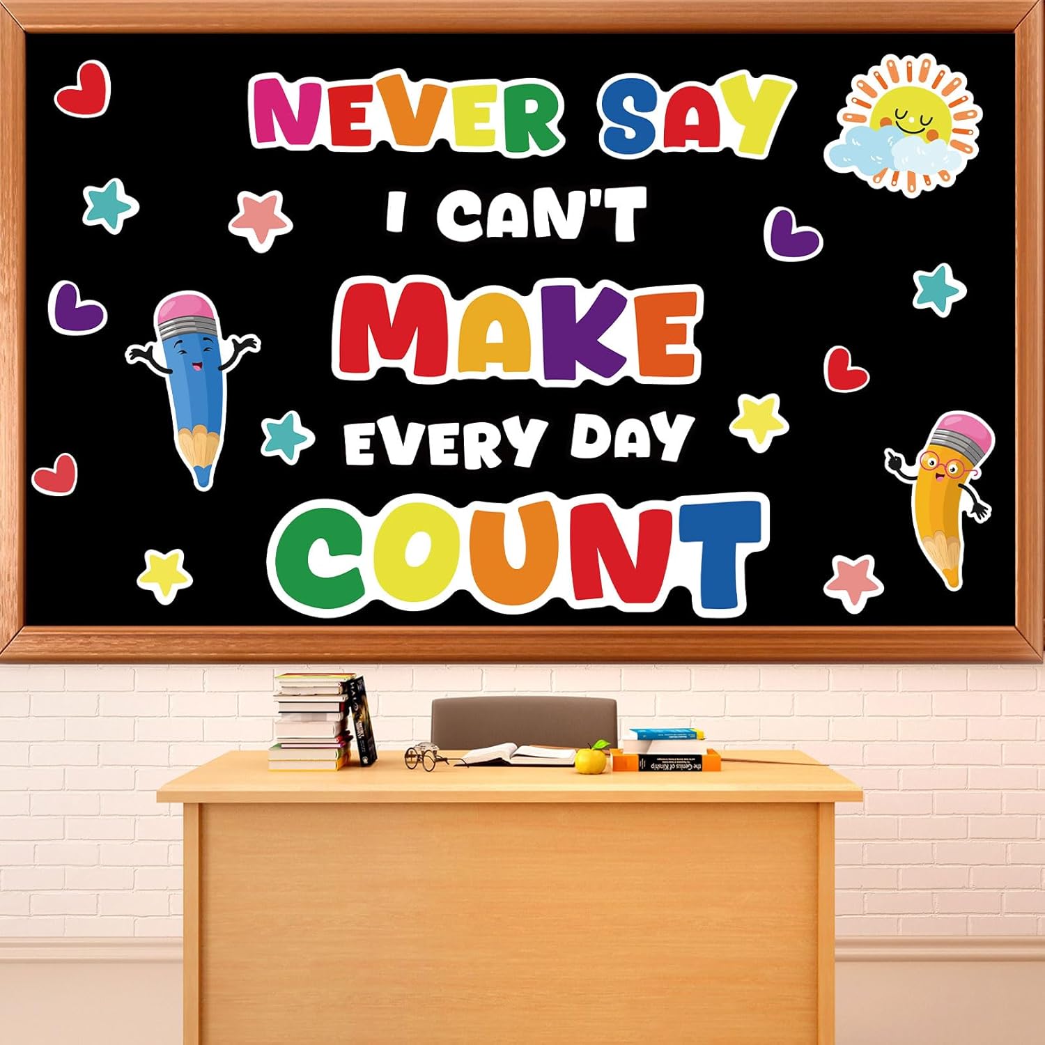 gisgfim Набор Декораций для Классной Доски Настенный Декор для Двери Красочные Украшения для Класса Детский Сад Дошкольное Начальное Среднее Never Say I Can t, Make E