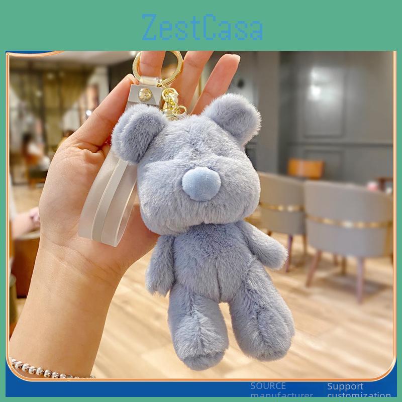 Delightful Colored Candy Plush Bear Keychain Cute Cartoon Pendant For Stylish Girls