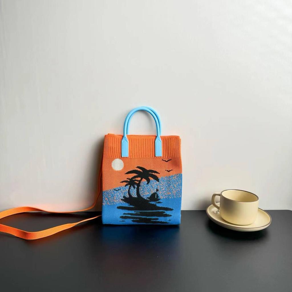 High-Capacity Cartoon Knit Shoulder Bag - Trendy Crossbody Handbag