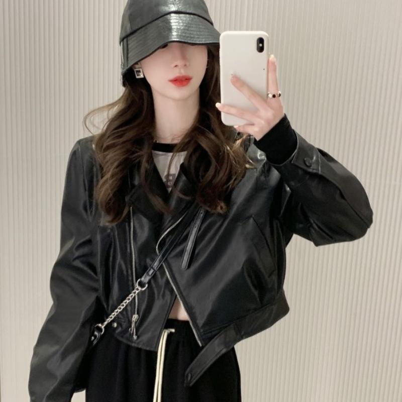 High-grade American Short Jacket Leather Jacket Spring Jacket Small Early Autumn Simple Motorcycle Clothing Fashion Trend Port Wind Jacket