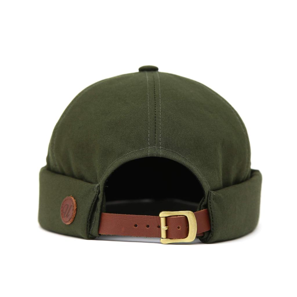 UNDERCONTROL Brimless Sailor Fisherman Vintage Leon Skull Leather Strap Beanie Cap for Men and US Green Hat, Visorless, Women, Size Large, Color