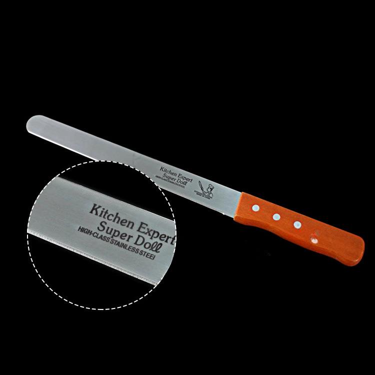 1PC Baking Tool 10 Inch Stainless Steel Cake Knife, Cake Tool, Bread Knife, Wooden Handle Serrated Knife