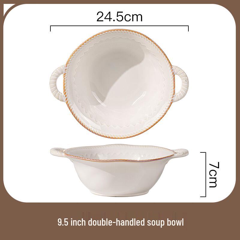 Ru Han White Celadon Double-Handle Soup Bowl