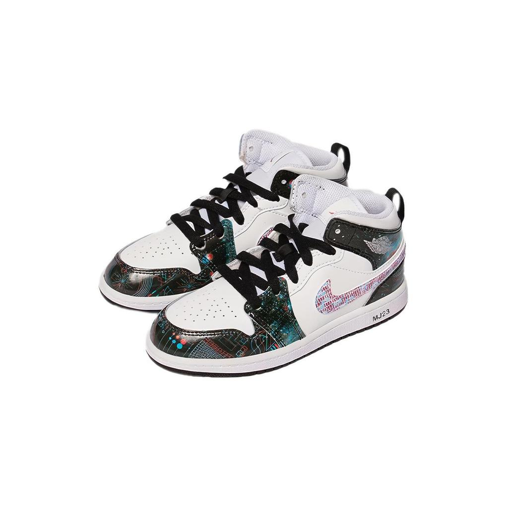 Air Jordan 1 Mid SE PreSchool 'Take Flight' (Unisex) White / Bright Crimson / Blue Hero Kids' Basketball Shoes BQ6932 114