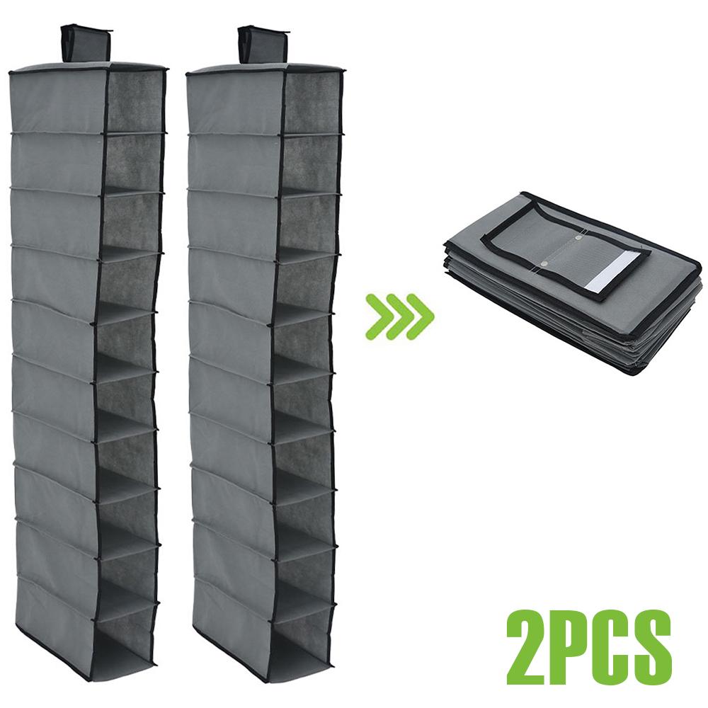 10 Layer Shoe Box Storage Hanging Bag Non-Woven Fabric Hanging Shoe Shelves Collapsible Wardrobe Storage Organizer for Shelves