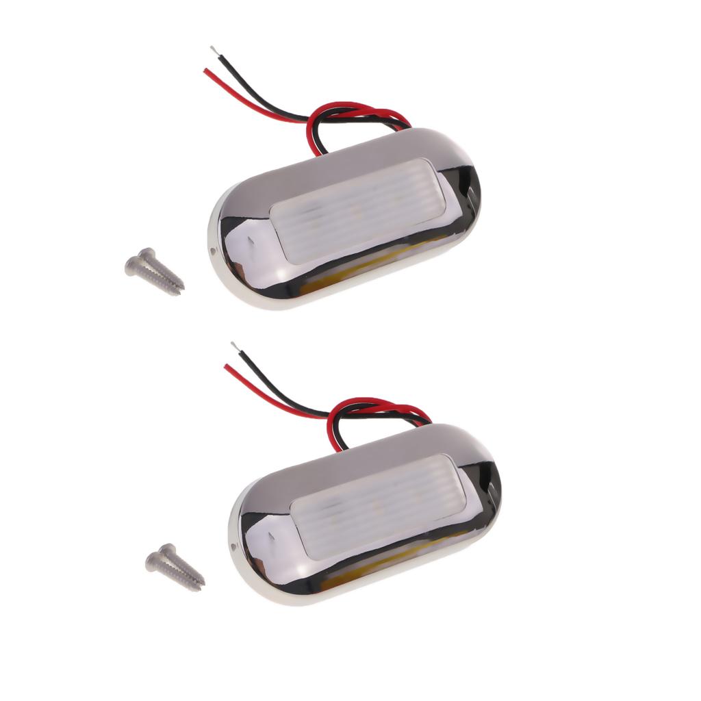 2pcs 12V Marine Oblong Oval Surface Mount Courtesy Light White