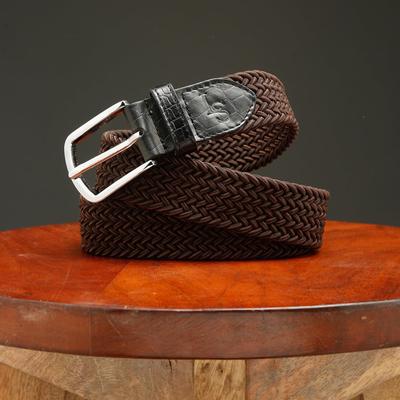 Men's Braided Elastic Stretch Belt with Leather Tipped End Stretchable Canvas Waist Band for Men Women Boys Girls Unisex